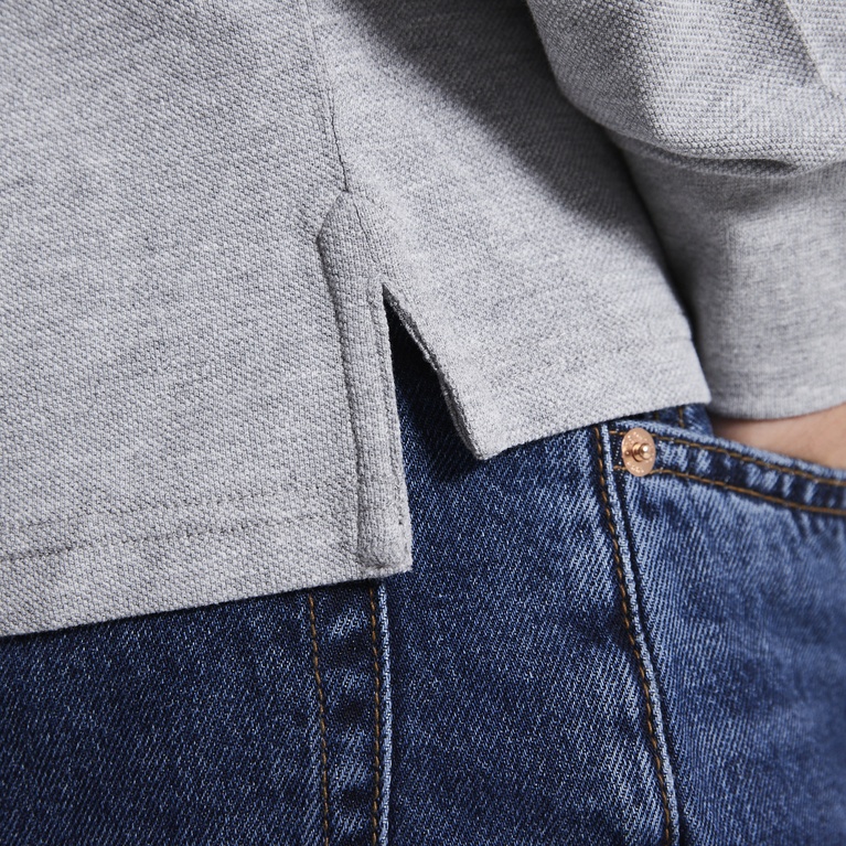 Long sleeve polo shirt "Aiden" Grey Melange